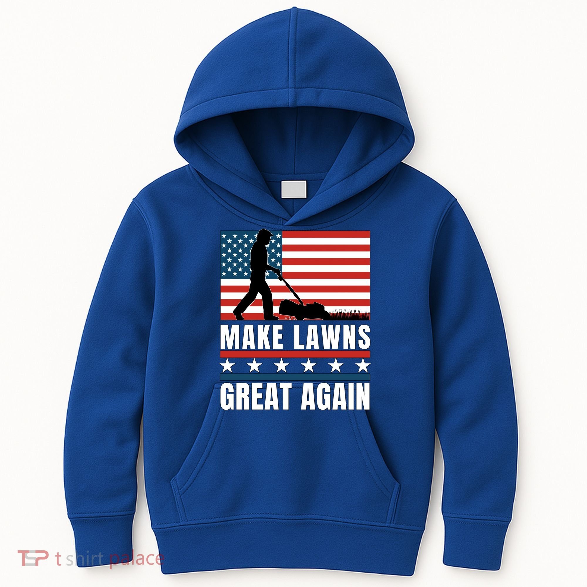 Make Lawns Great Again Funny Lawn Mower Patriotic Usa Flag Gift Kids Hoodie