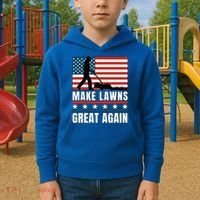 Make Lawns Great Again Funny Lawn Mower Patriotic Usa Flag Gift Kids Hoodie thumb 2