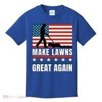 Make Lawns Great Again Funny Lawn Mower Patriotic Usa Flag Gift Kids T-Shirt thumb 0