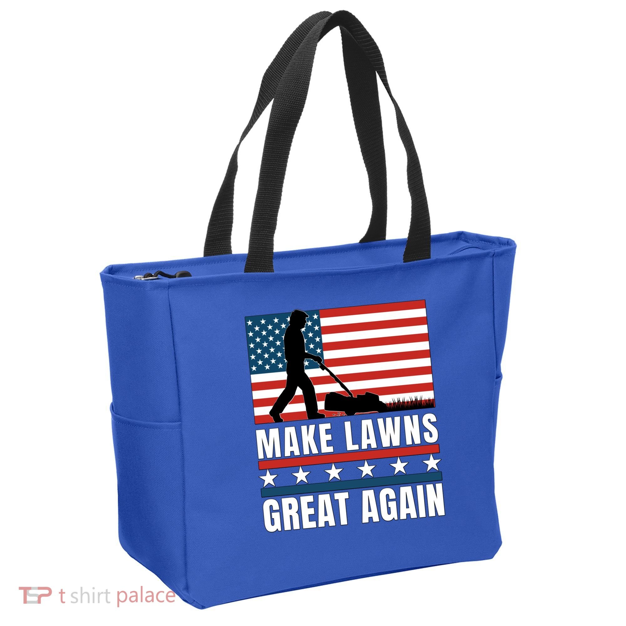 Make Lawns Great Again Funny Lawn Mower Patriotic Usa Flag Gift Tote Bag