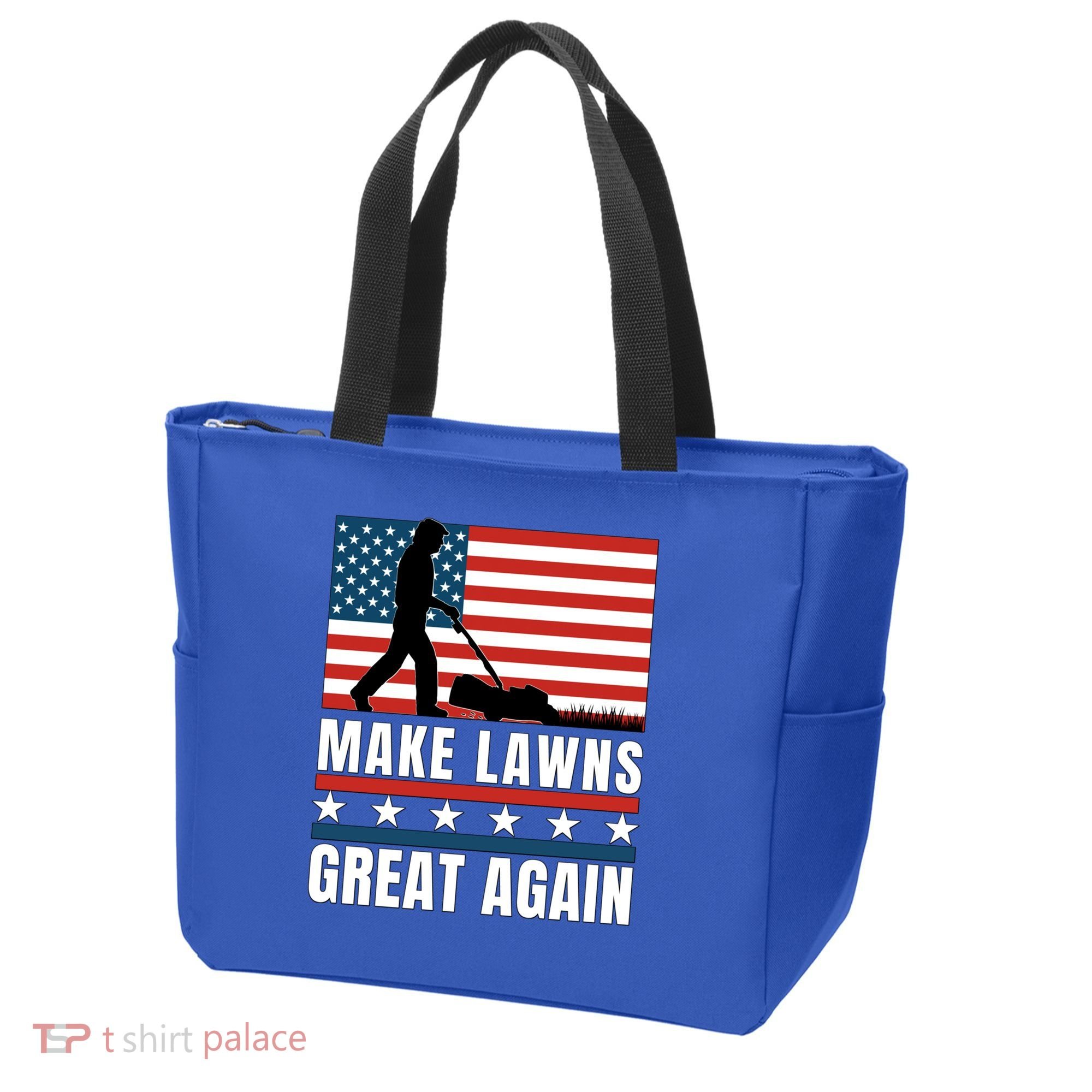 Make Lawns Great Again Funny Lawn Mower Patriotic Usa Flag Gift Tote Bag