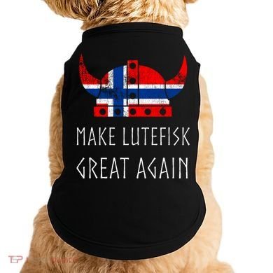 Make Lutefisk Great Again Viking Norwegian Flag Funny Cute Gift Doggie Tank