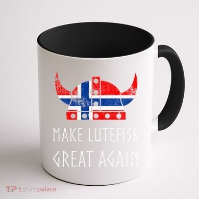 Make Lutefisk Great Again Viking Norwegian Flag Funny Cute Gift Coffee Mug back