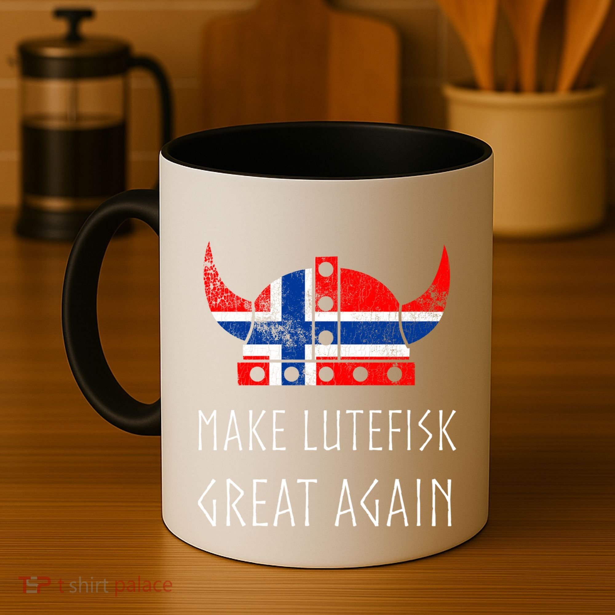 Make Lutefisk Great Again Viking Norwegian Flag Funny Cute Gift Coffee Mug