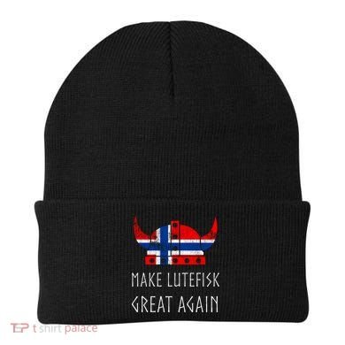 Make Lutefisk Great Again Viking Norwegian Flag Funny Cute Gift Beanie