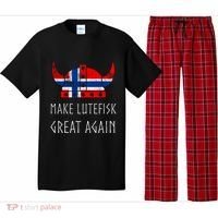 Make Lutefisk Great Again Viking Norwegian Flag Funny Cute Gift Pajama Set thumb 0
