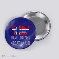 Make Lutefisk Great Again Viking Norwegian Flag Funny Cute Gift Button thumb 0
