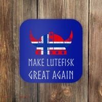 Make Lutefisk Great Again Viking Norwegian Flag Funny Cute Gift Coaster thumb 0