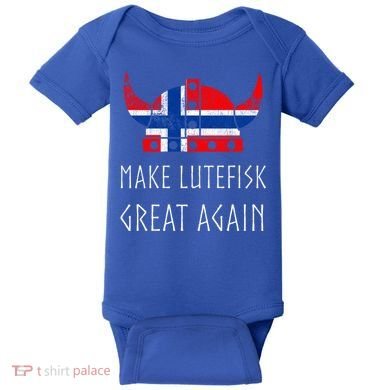 Make Lutefisk Great Again Viking Norwegian Flag Funny Cute Gift Baby Bodysuit