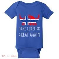 Make Lutefisk Great Again Viking Norwegian Flag Funny Cute Gift Baby Bodysuit thumb 0