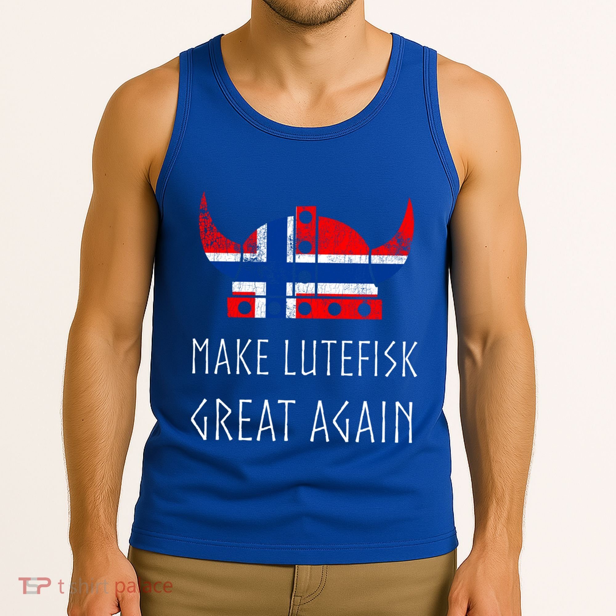 Make Lutefisk Great Again Viking Norwegian Flag Funny Cute Gift Tank Top