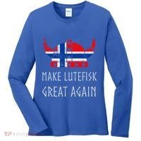 Make Lutefisk Great Again Viking Norwegian Flag Funny Cute Gift Women's Long Sleeve Shirt thumb 0