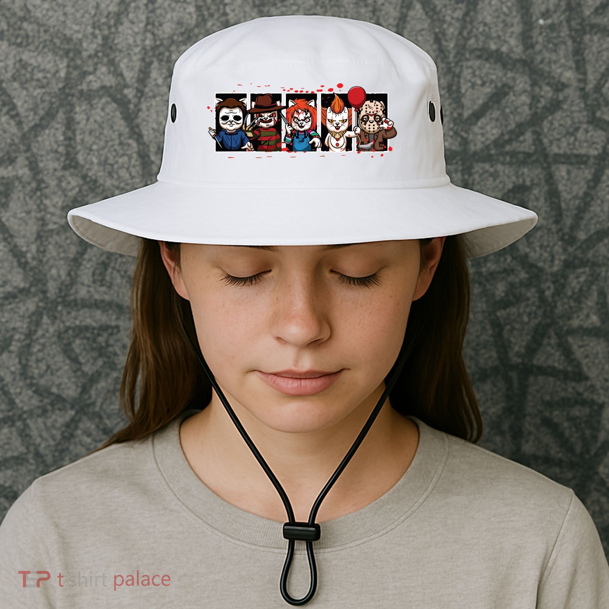 My Little Horror Crew Halloween Horror Movie Cats Bucket Hat