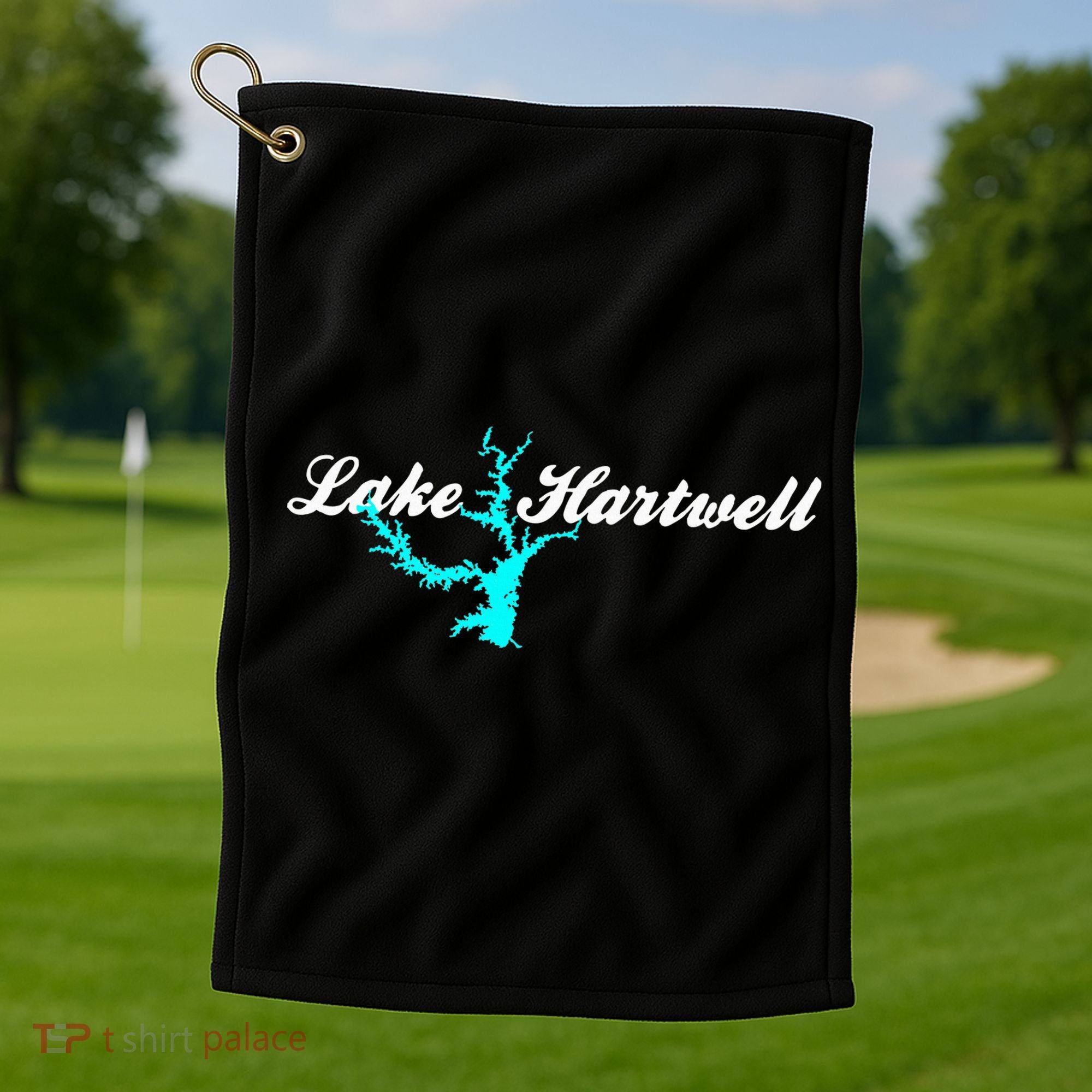 Minimalist Lake Hartwell Georgia South Carolina Golf Towel