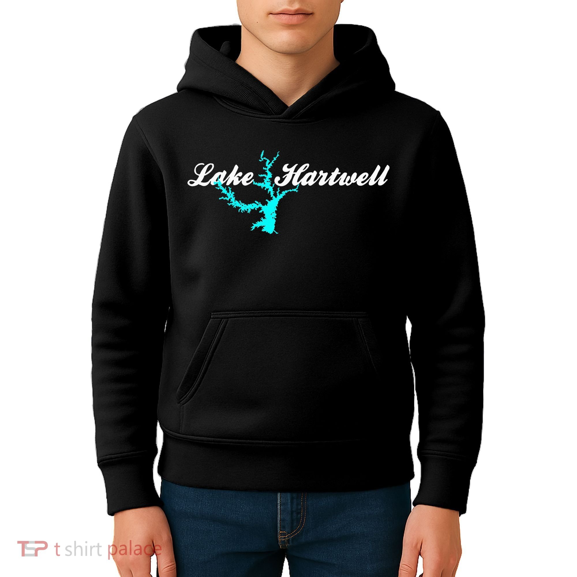 Minimalist Lake Hartwell Georgia South Carolina Kids Hoodie