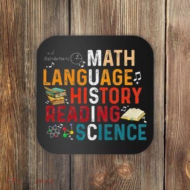 Math Language History Reading Science Music Teacher Funny Coaster