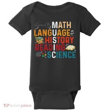 Math Language History Reading Science Music Teacher Funny Baby Bodysuit
