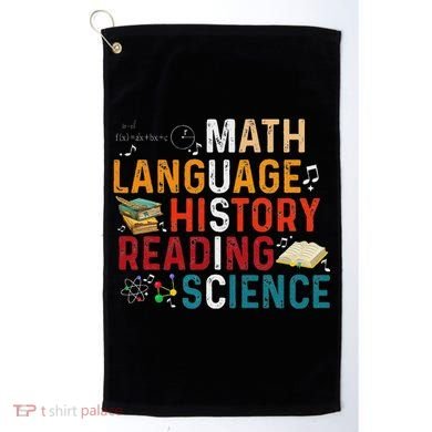Math Language History Reading Science Music Teacher Funny Golf Towel
