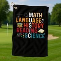 Math Language History Reading Science Music Teacher Funny Golf Towel thumb 1