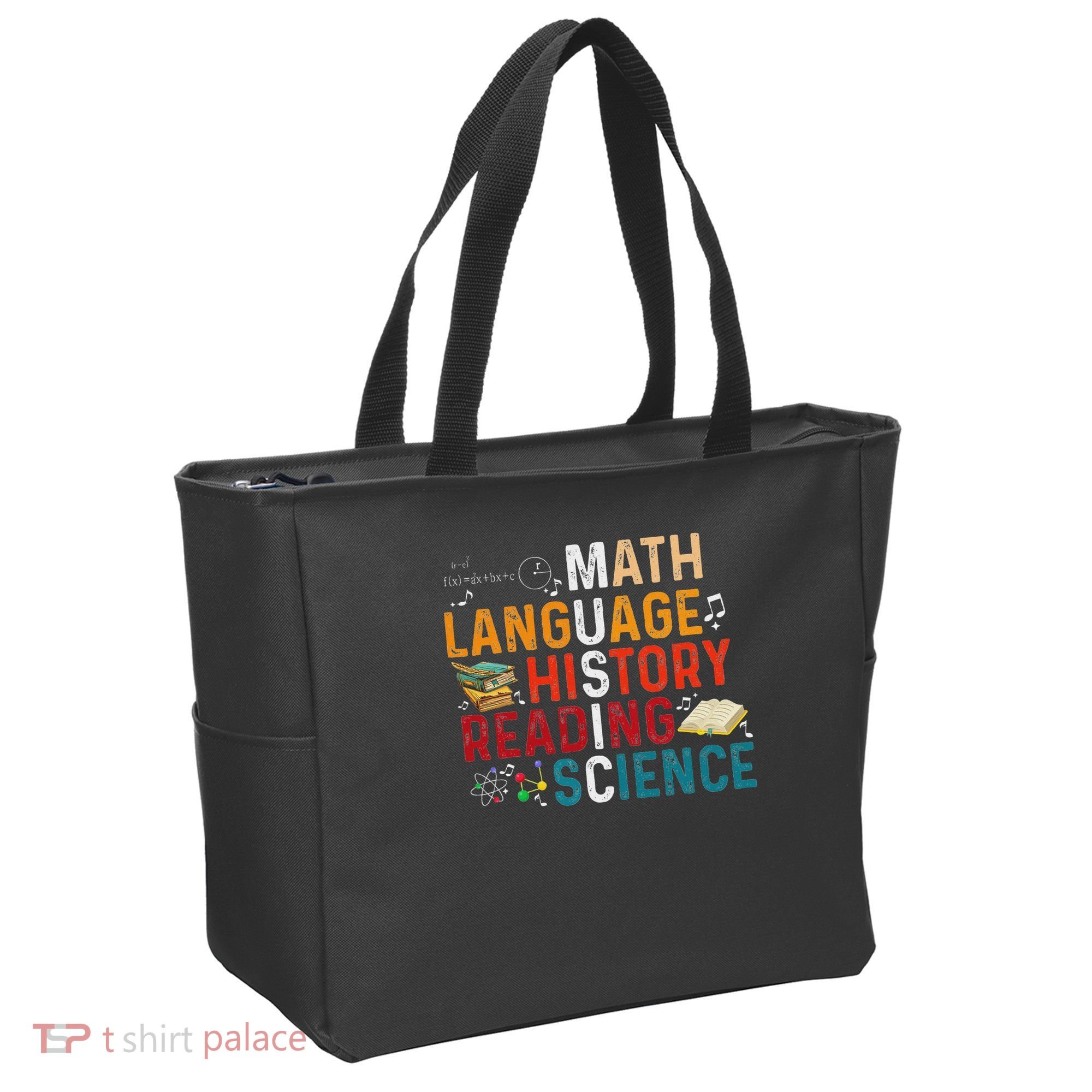 Math Language History Reading Science Music Teacher Funny Tote Bag
