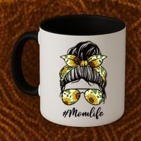 Mom Life Hair Bun Sunflower Cute Gift Coffee Mug thumb 2