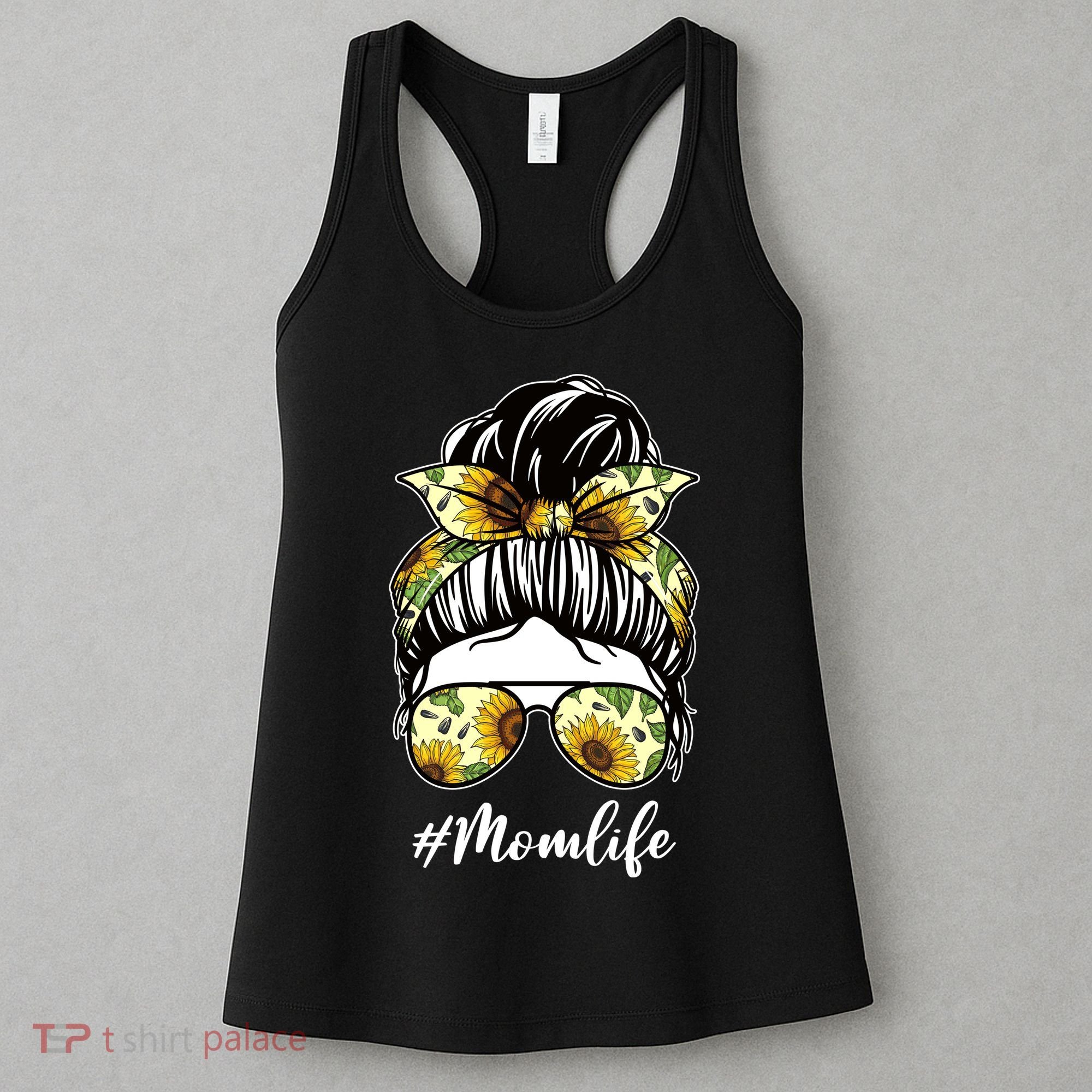 Mom Life Hair Bun Sunflower Cute Gift Women's Tank Top
