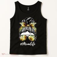 Mom Life Hair Bun Sunflower Cute Gift Tank Top thumb 2