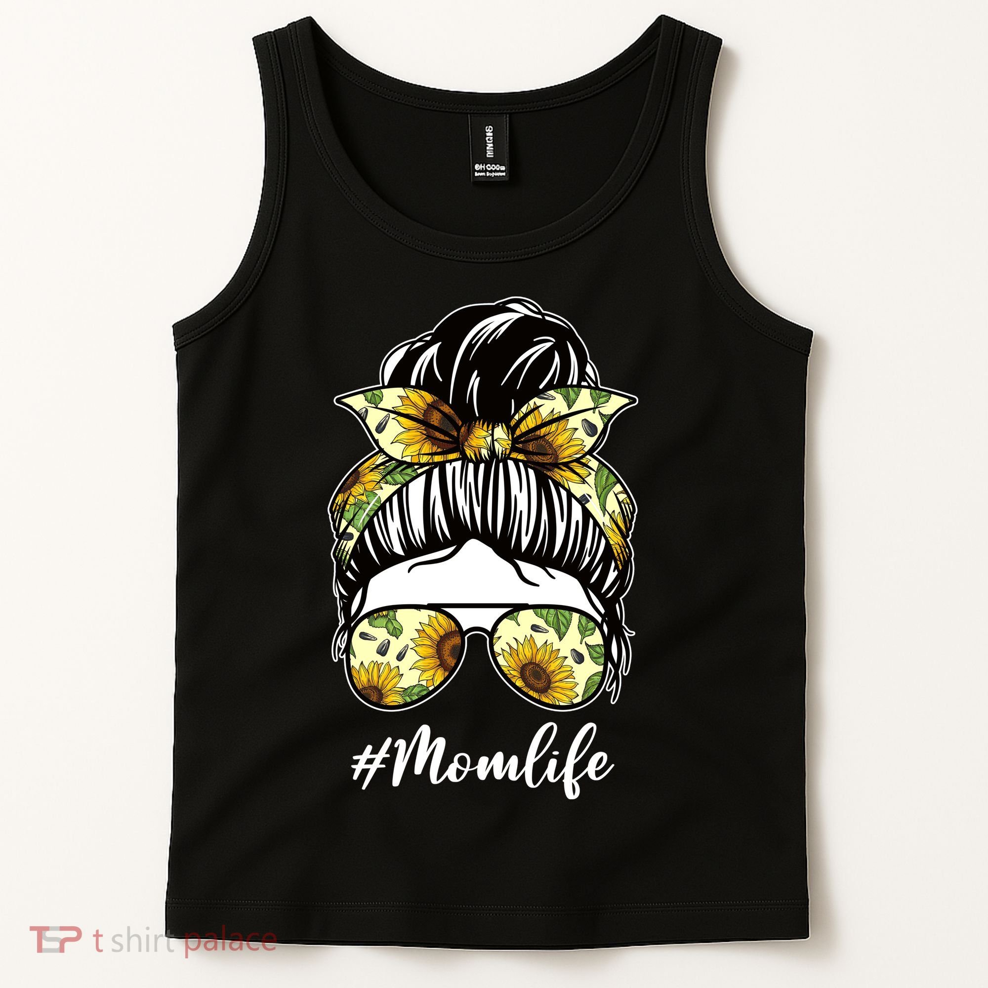 Mom Life Hair Bun Sunflower Cute Gift Tank Top