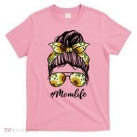 Mom Life Hair Bun Sunflower Cute Gift T-Shirt thumb 0