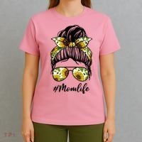 Mom Life Hair Bun Sunflower Cute Gift T-Shirt thumb 4