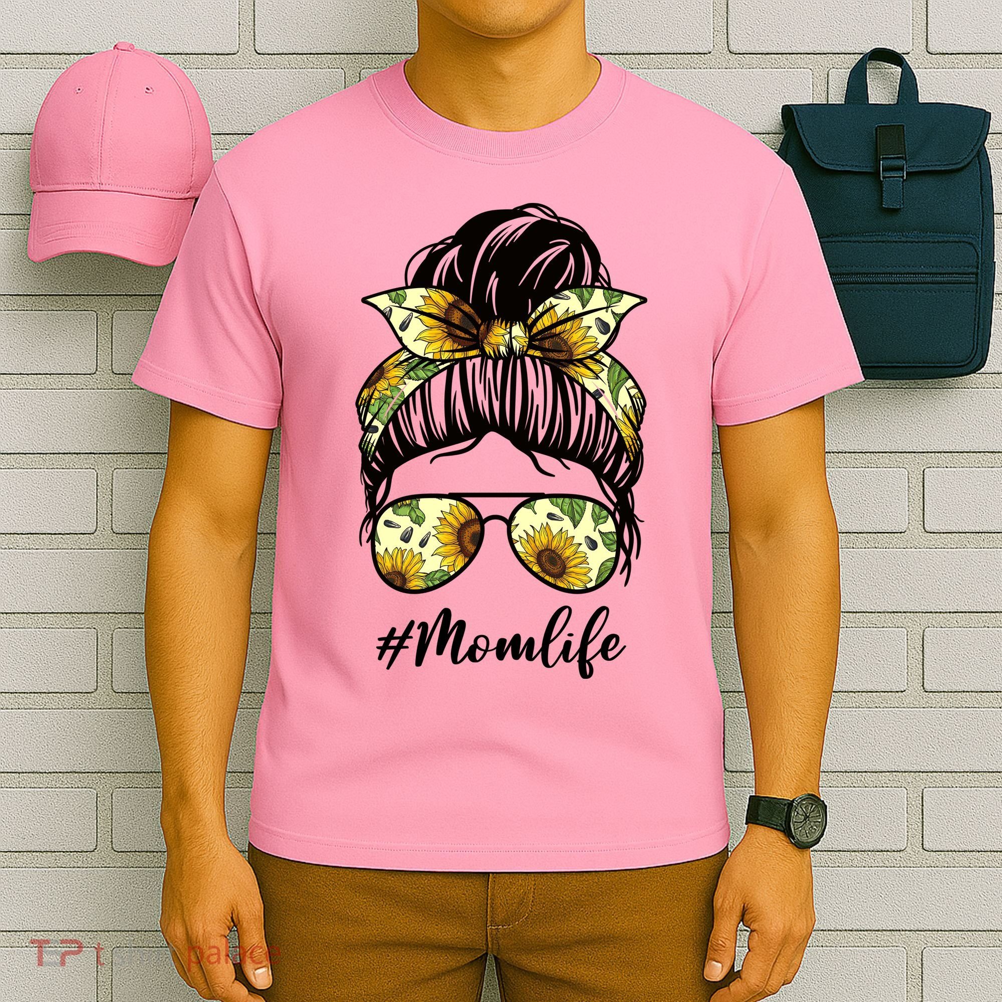 Mom Life Hair Bun Sunflower Cute Gift T-Shirt