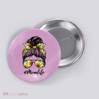 Mom Life Hair Bun Sunflower Cute Gift Button thumb 0