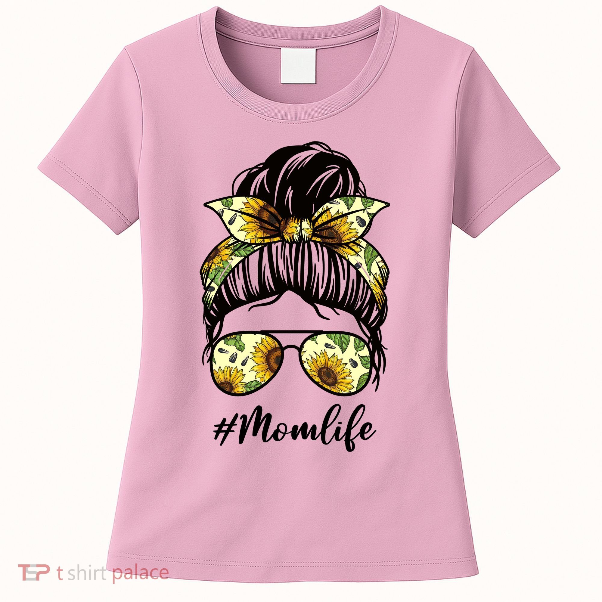 Mom Life Hair Bun Sunflower Cute Gift Women's T-Shirt