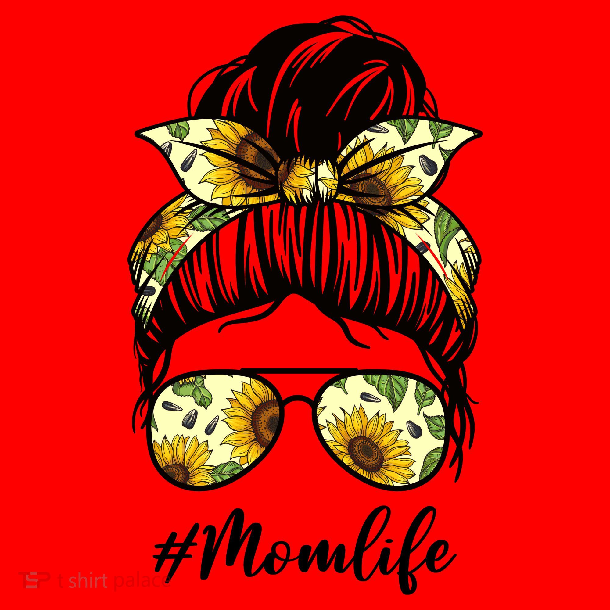 Mom Life Hair Bun Sunflower Cute Gift Santa Hat