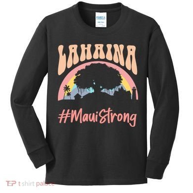 Maui Lahaina Hawaii Banyan Tree Strong Kids Long Sleeve Shirt
