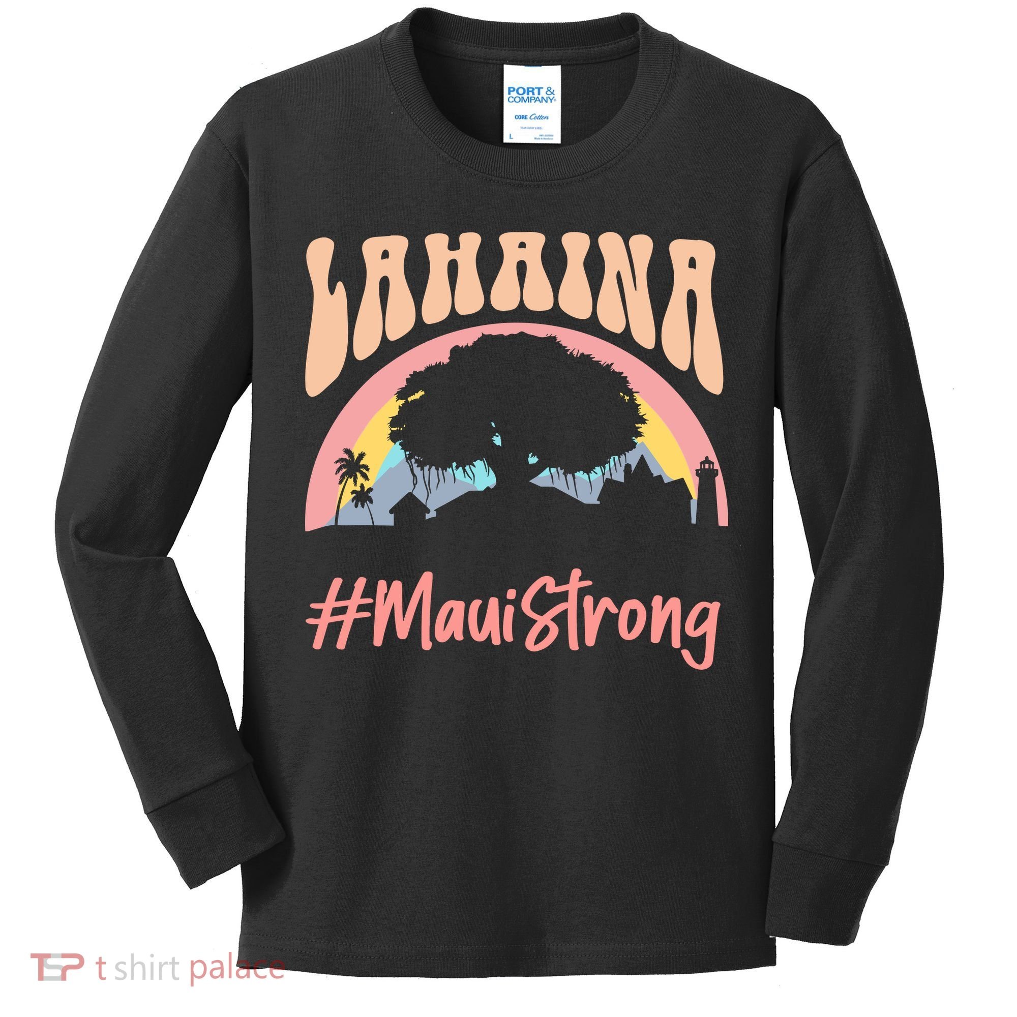 Maui Lahaina Hawaii Banyan Tree Strong Kids Long Sleeve Shirt