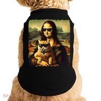 Mona Lisa Holding Cat Wearing Sunglass Kitty For Cats Lover Doggie Tank thumb 0