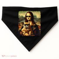 Mona Lisa Holding Cat Wearing Sunglass Kitty For Cats Lover USA-Made Doggie Bandana thumb 0
