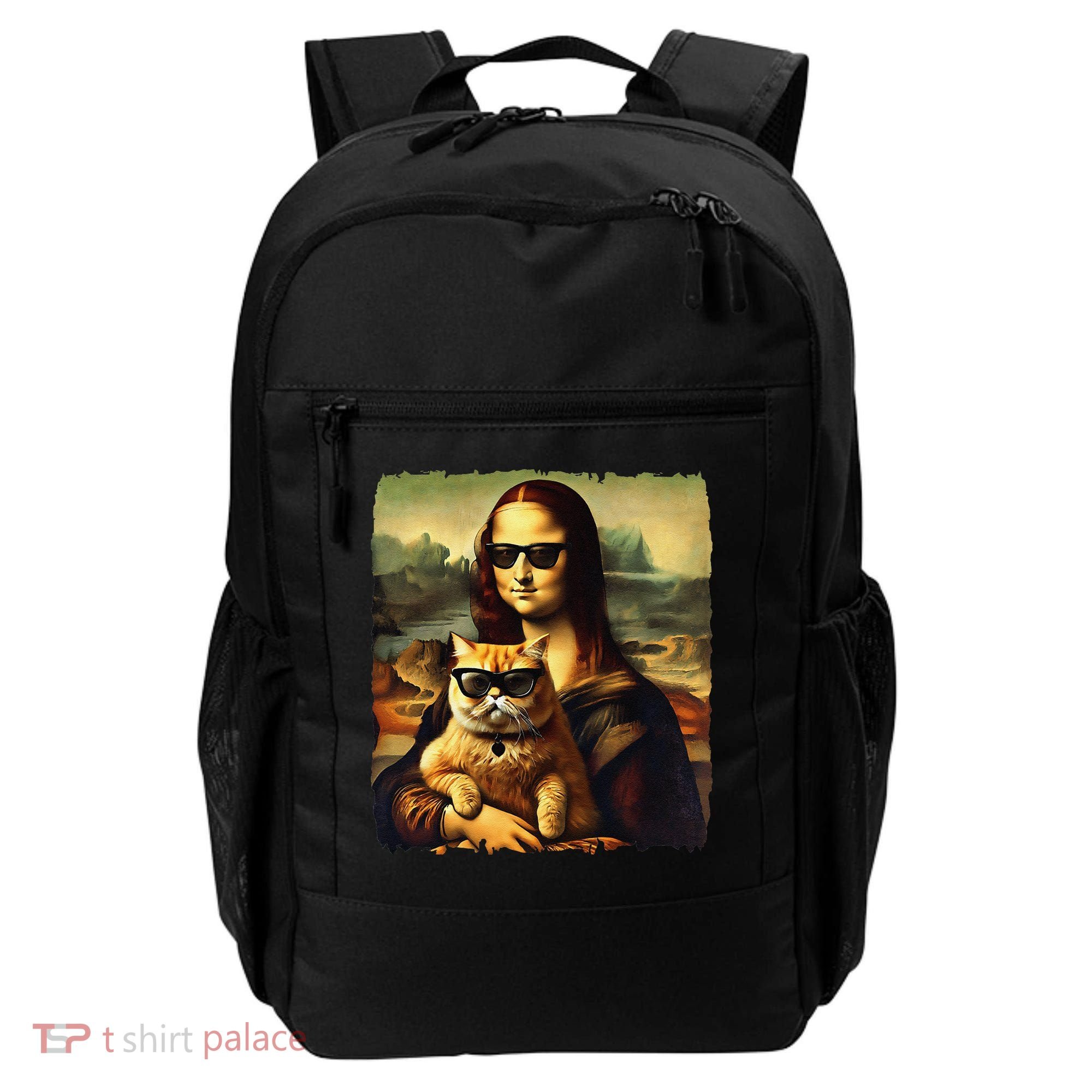Mona Lisa Holding Cat Wearing Sunglass Kitty For Cats Lover Backpack