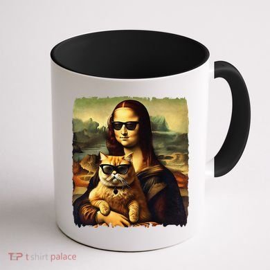 Mona Lisa Holding Cat Wearing Sunglass Kitty For Cats Lover Coffee Mug back