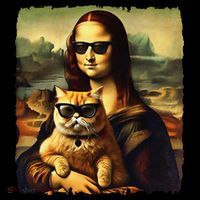 Mona Lisa Holding Cat Wearing Sunglass Kitty For Cats Lover Coffee Mug thumb 5