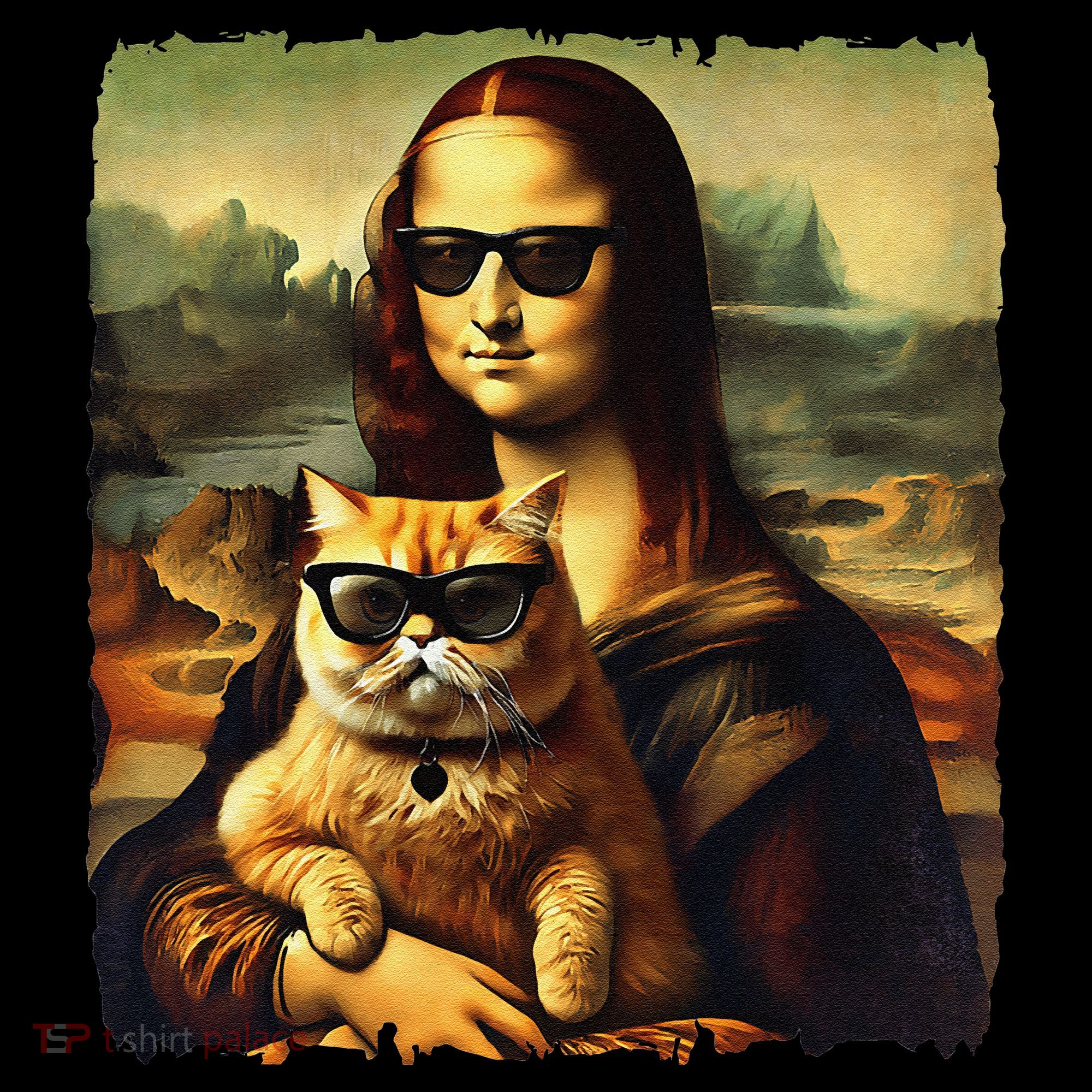 Mona Lisa Holding Cat Wearing Sunglass Kitty For Cats Lover Coffee Mug