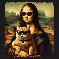 Mona Lisa Holding Cat Wearing Sunglass Kitty For Cats Lover Women's Hoodie thumb 2