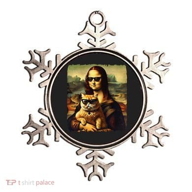 Mona Lisa Holding Cat Wearing Sunglass Kitty For Cats Lover Ornament