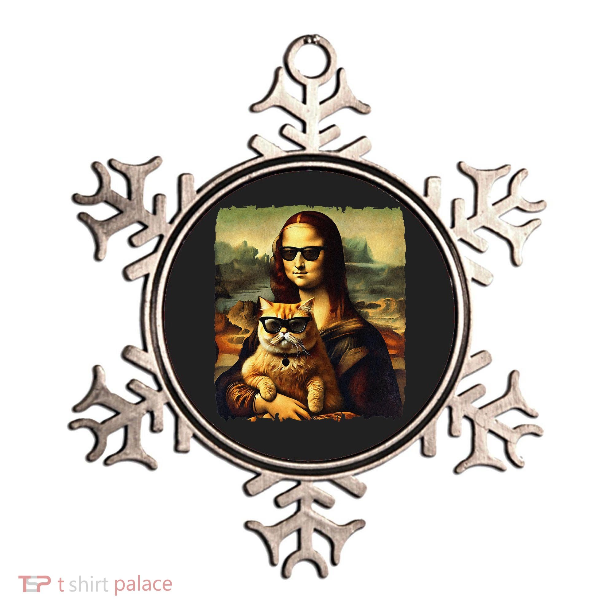 Mona Lisa Holding Cat Wearing Sunglass Kitty For Cats Lover Ornament