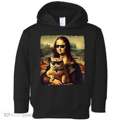Mona Lisa Holding Cat Wearing Sunglass Kitty For Cats Lover Toddler Hoodie
