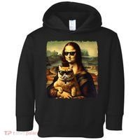 Mona Lisa Holding Cat Wearing Sunglass Kitty For Cats Lover Toddler Hoodie thumb 0
