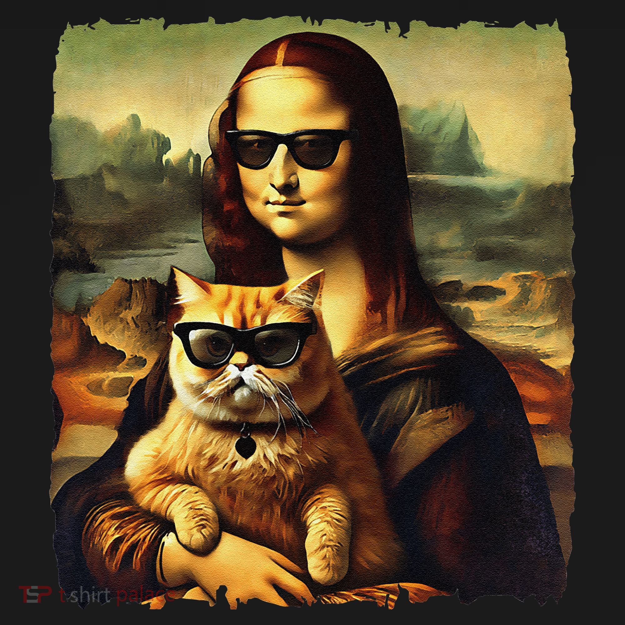 Mona Lisa Holding Cat Wearing Sunglass Kitty For Cats Lover Kids Sweatshirt