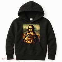 Mona Lisa Holding Cat Wearing Sunglass Kitty For Cats Lover Kids Hoodie thumb 0