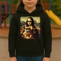 Mona Lisa Holding Cat Wearing Sunglass Kitty For Cats Lover Kids Hoodie thumb 3